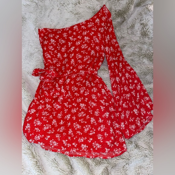 One Shoulder Red/Burnt Orange Dress - Picture 2 of 2